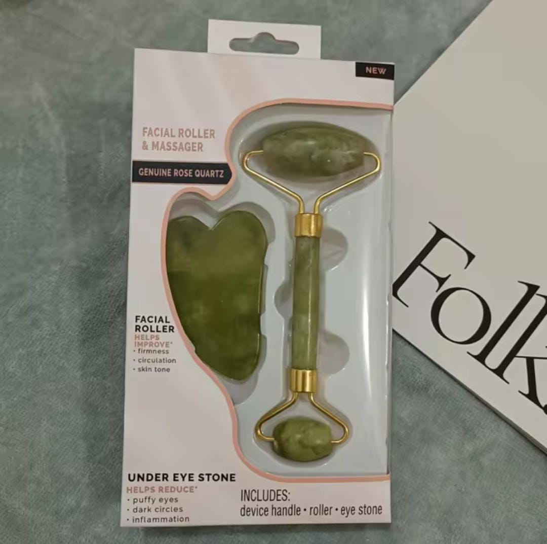 Flawless Jade Roller With Guasha (Marble Stone) Stimulates healthier skin
