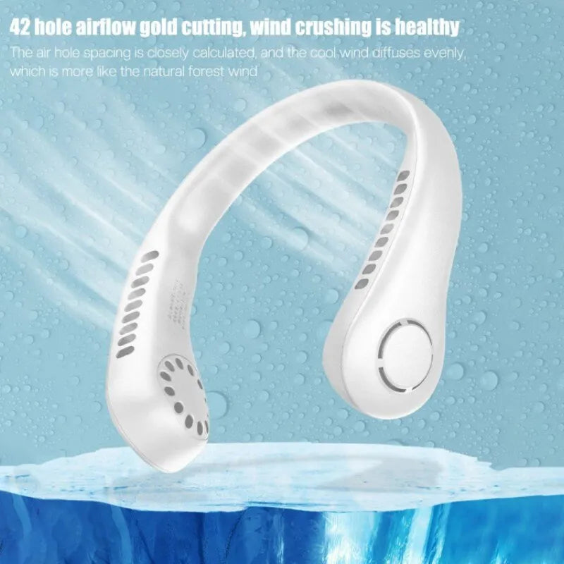 Mini Hanging Neck Fan High Wind 3 Speed Adjustable USB Charging Portable Quiet Super Long Life Outdoor Sports Office Camping