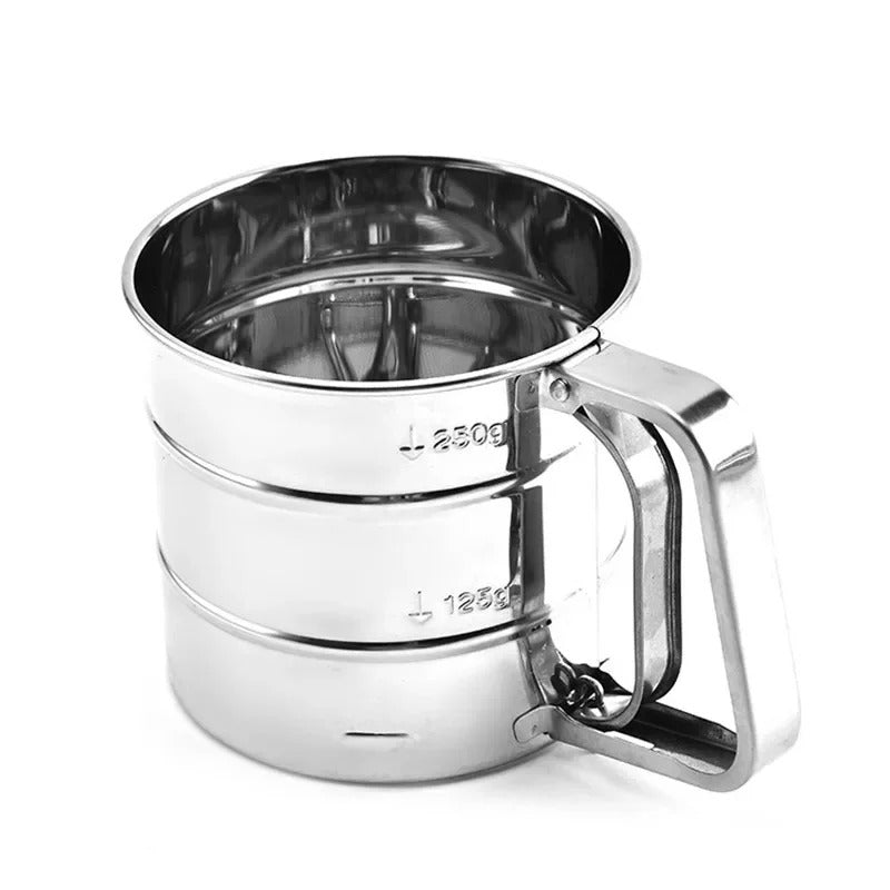 Stainless Steel Flour Sieve Cup, Handheld Baking Sifter for Flour, Sugar &amp; Powdered Ingredients