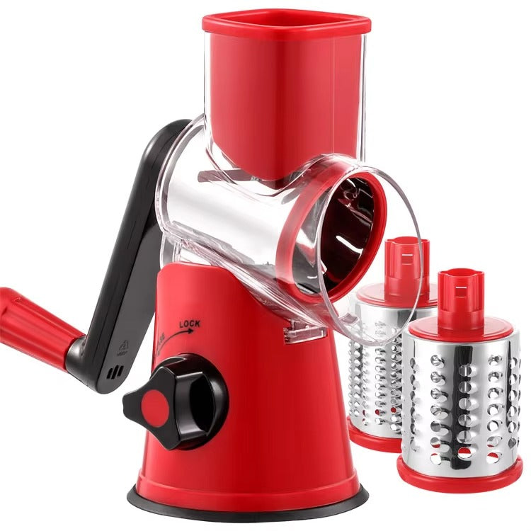 Table Top Drum Grater – Manual Vegetable Cutter, Slicer & Grater | Multi-Functional 3-in-1 Kitchen Gadget for Effortless Food Prep (Random color)