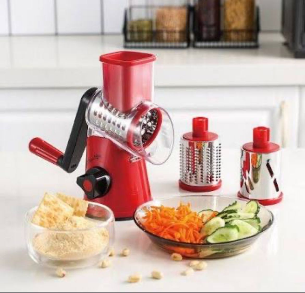 Table Top Drum Grater – Manual Vegetable Cutter, Slicer & Grater | Multi-Functional 3-in-1 Kitchen Gadget for Effortless Food Prep (Random color)