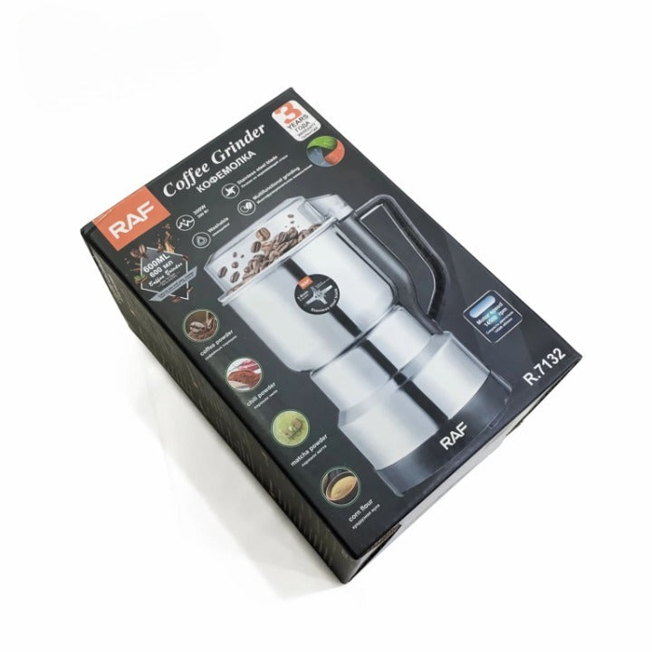 RAF Stainless Steel Electric Coffee Grinder, High-Power Bean & Spice Blender for Home Use