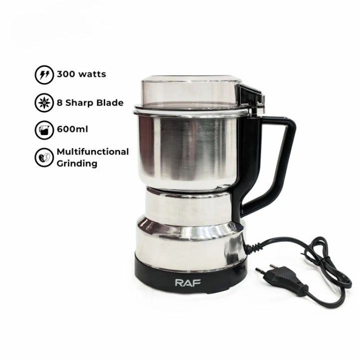 RAF Stainless Steel Electric Coffee Grinder, High-Power Bean & Spice Blender for Home Use
