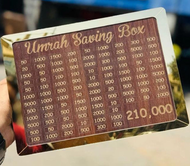 Umrah Saving Box, Box For Umrah Saving | Umrah Saving Box Wooden Money Box for Umrah - 210,000