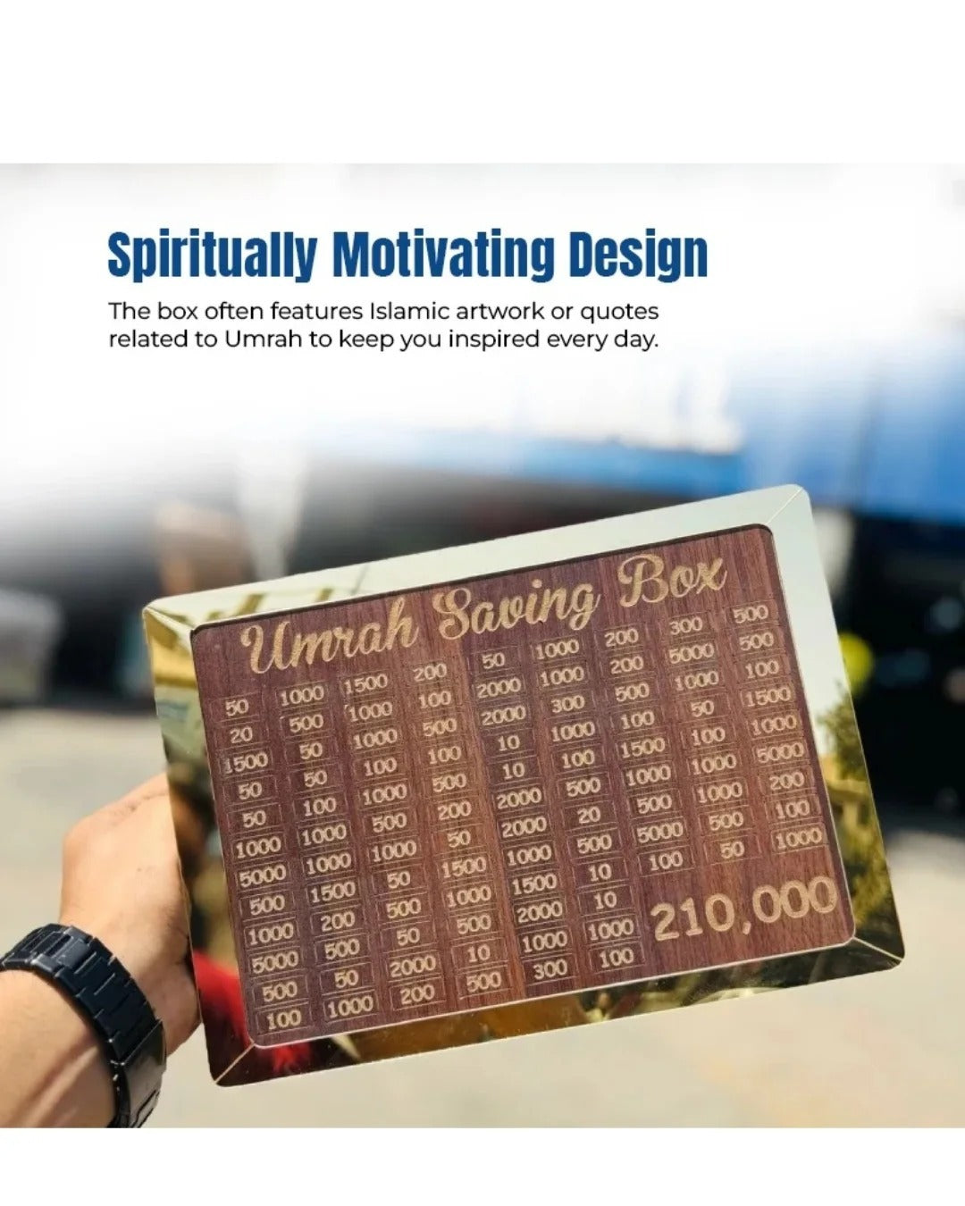 Umrah Saving Box, Box For Umrah Saving | Umrah Saving Box Wooden Money Box for Umrah - 210,000