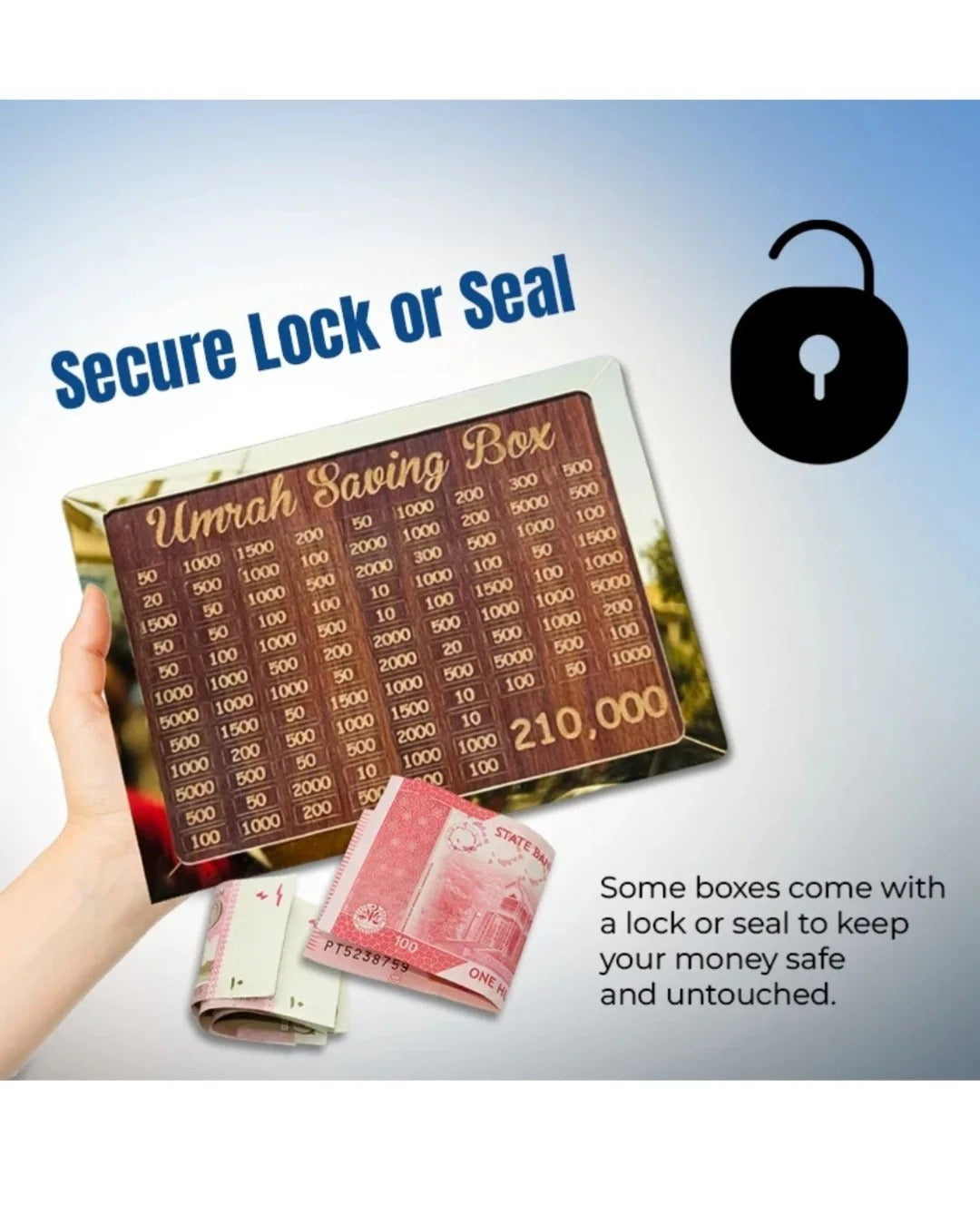 Umrah Saving Box, Box For Umrah Saving | Umrah Saving Box Wooden Money Box for Umrah - 210,000