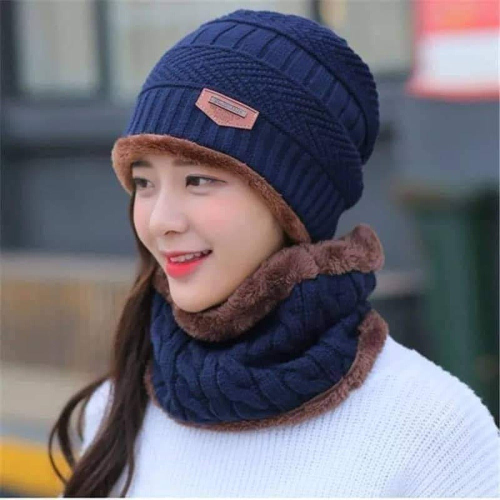 Muffler Cap With Neck Warmer 2in1 Warm Comfortable Stylish Durable Quality Soft Fabric Perfect Choice For Winter Daily Wear Travel And Outdoor Activities (Random Color)