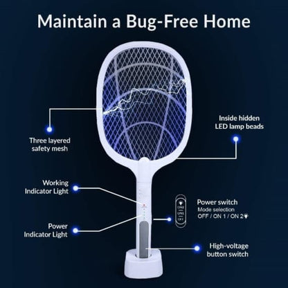 Rechargeable Mosquito Racket With Stand Electric Insect Killer