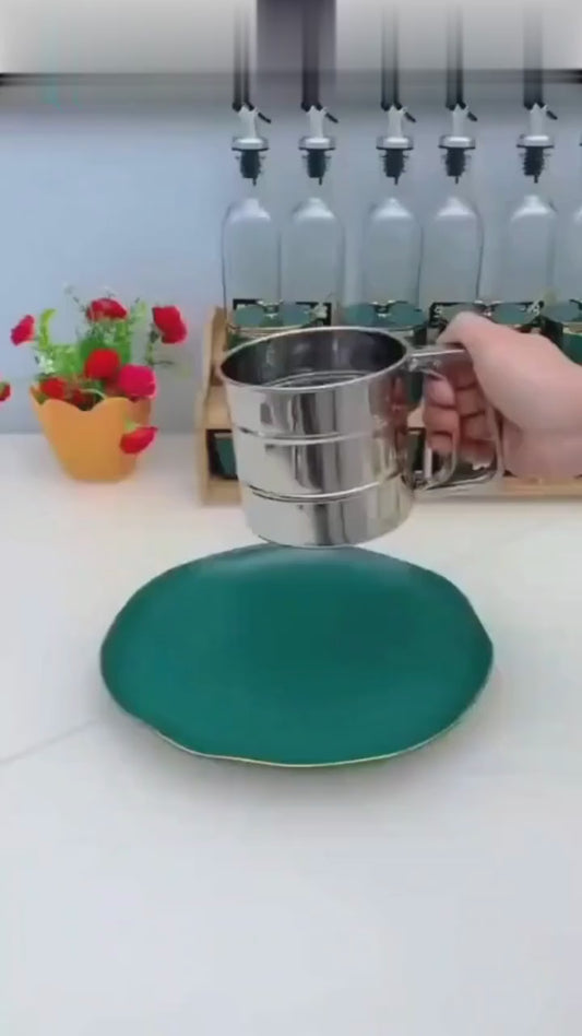 Stainless Steel Flour Sieve Cup, Handheld Baking Sifter for Flour, Sugar &amp; Powdered Ingredients